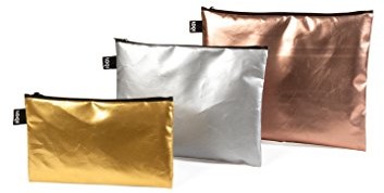 LOQI Metallic Zip-etui portfel, matowy złoty, Silver, różowe złoto ZP.MM