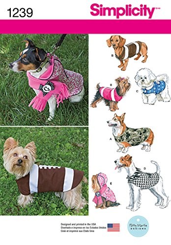 Simplicity Simplicity 1239 płaszcz dla psa w 3 rozmiarach wzór do szycia, wielokolorowy US1239A US1239A