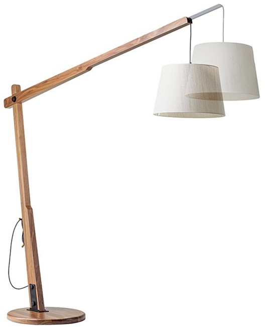Kandela LAMPA STOJĄCA TATRA XXL Kolor drewna - Jesion euro, Oplot przewodu - Czerwony, Tkanina abażuru - N6205