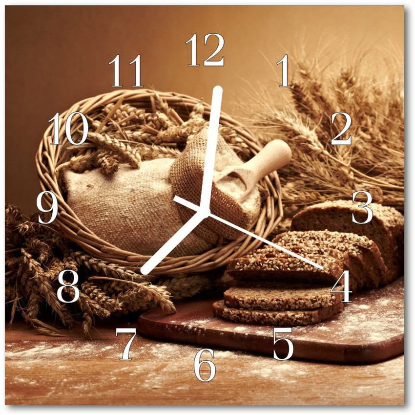 tulup pl Zegar ścienny kwadrat Chleb zboże 30x30cm