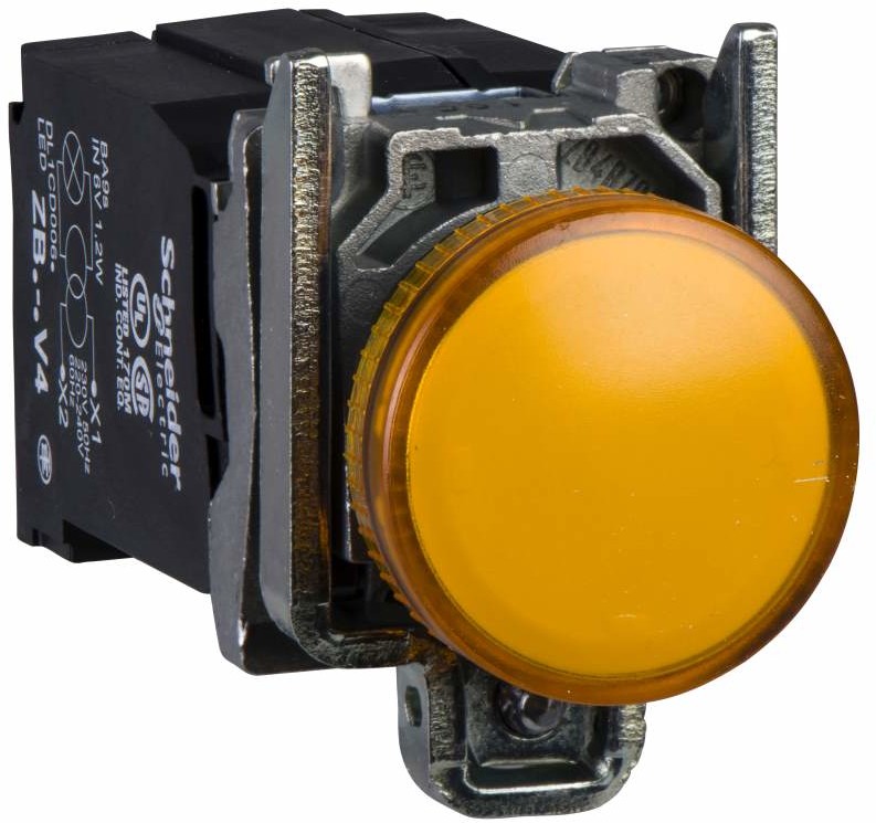 Schneider Lampka-sygnalizacyjna-pomarańczowa-żarówka-110-120V-metalowy-typowa XB4BV35