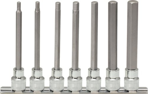 KS Tools 918.3960 3/8 cala Chrome Plus komplet nasadka stykowa bit do śrub z łbem walcowym z gniazdem sześciokątnym, długie, 7-częściowy, 4  12 MM 4042146357583