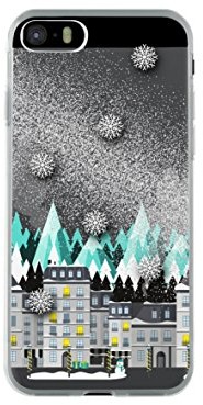 Big Ben Connected etui ochronne twarde etui do iPhone 5/5S/SE, motyw cieczy ze srebrnymi cekinami Snow Town srebrne COVSNOWTOWNIPSE