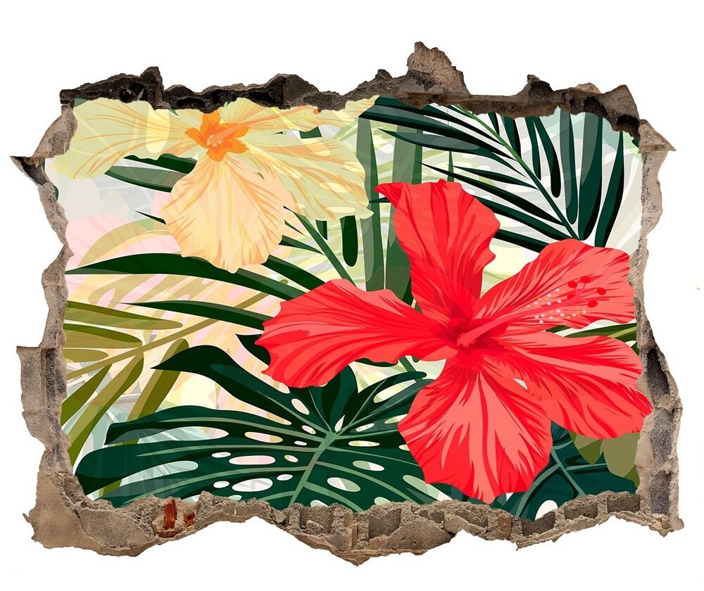 Wallmuralia.pl Okleina 3D dziura na ścianę Hawajskie kwiaty