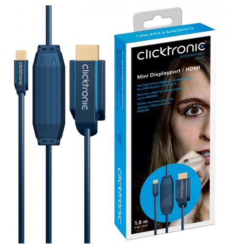 ClickTronic kabel Mini DP (Display Port)- HDMI 1m CLICKCDP70742