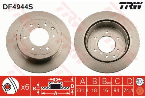 TRW Tarcza hamulcowa DF4944S