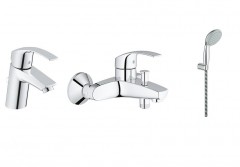 Grohe 33265002+33300002+2779900 Eurosmart New Zestaw baterii wannowa umywalkowa i zestaw prysznicowy 33265002 + 33300002 + 2779900
