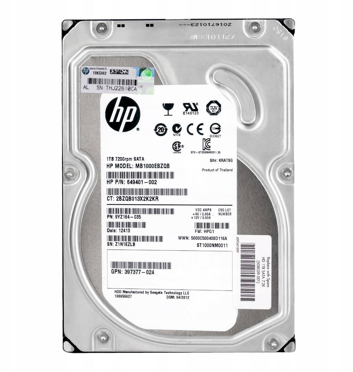 HP MB1000EBZQB 1TB 7.2K Sata II 3.5'' 649401-002