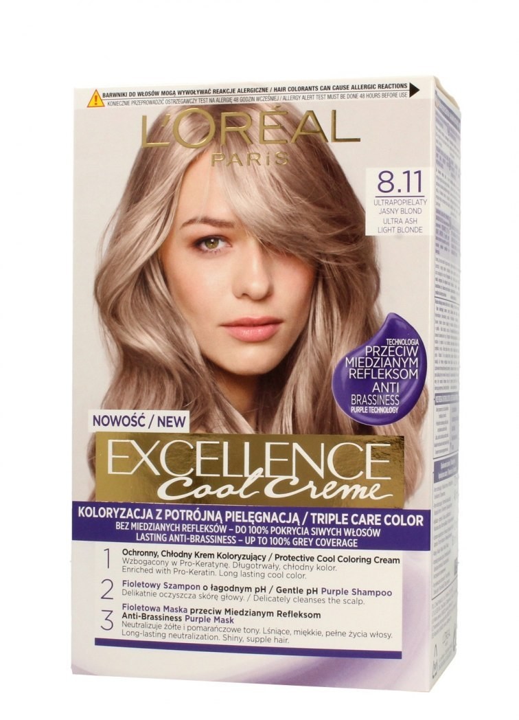 Loreal Excellence Cool Creme Krem koloryzujący 8.11 Ultra Popielaty Jasny Blond 1op. 121807