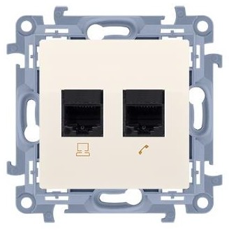 Kontakt Simon Kontakt_Simon Gniazdo komputerowe podwójne RJ45 kategoria 6 ekranowane (moduł) krem C62E.01/41