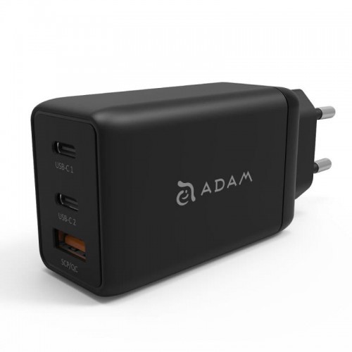 Adam Elements Ładowarka sieciowa Adam Elements Omnia F6 USB-C 65W PD 3.0 QC 3.0, czarna + kabel 4710343471769