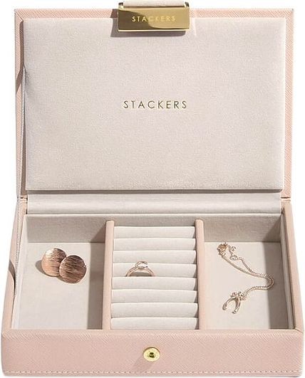 Stackers Szkatułka na biżuterię Stackers mini różowo-szampańska z pokrywką 74706