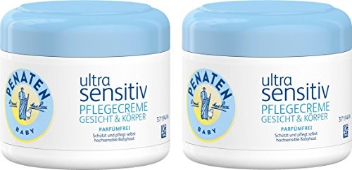 Penaten penaty Ultra Sensitiv krem   do pielęgnacji twarzy i ciała parfuemfrei 100 ML) opiekunami kremowa bez Parfum na wrażliwą skóry dziecka, (2 X 100 ML) 03337