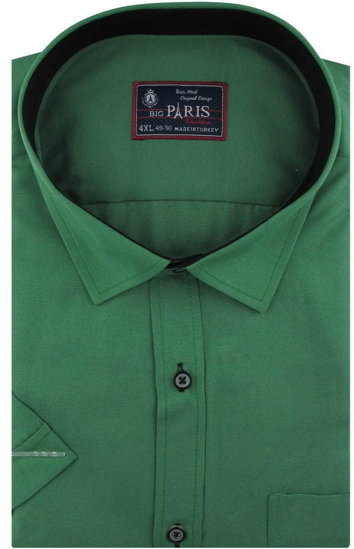 Opinie o Duża Koszula Męska Elegancka Wizytowa do garnituru gładka zielona z krótkim rękawem Duże rozmiary Big Paris N398