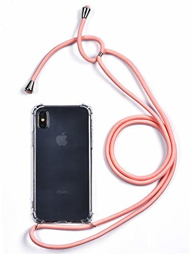Trop Saint Trop Saint Etui ochronne ze sznurkiem do iPhone X/XS, silikonowe, przezroczyste, z obrożą jasnoróżowy HTR-17