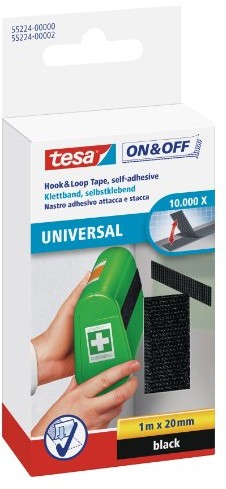 tesa On & Off zapięcie na rzep, czarny 55224-00000-02