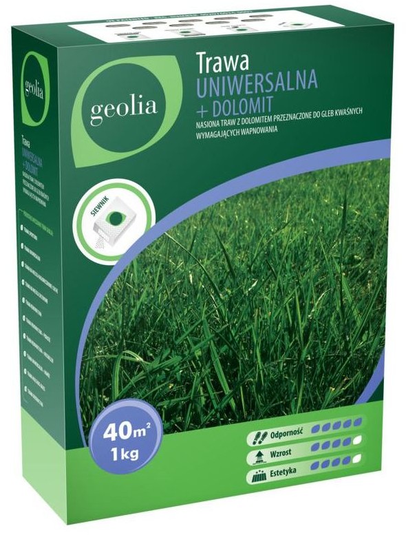 GEOLIA Nasiona trawy uniwersalnej + dolomit 1kg Geolia