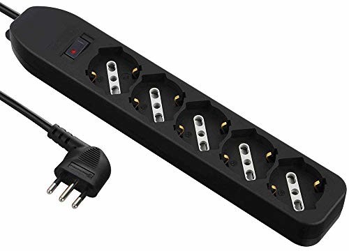 Electraline 62064 5-osobowa folia na pęcherze (Schuko + 10/16 A) kabel 1,5 m  wtyczka mała 10 A