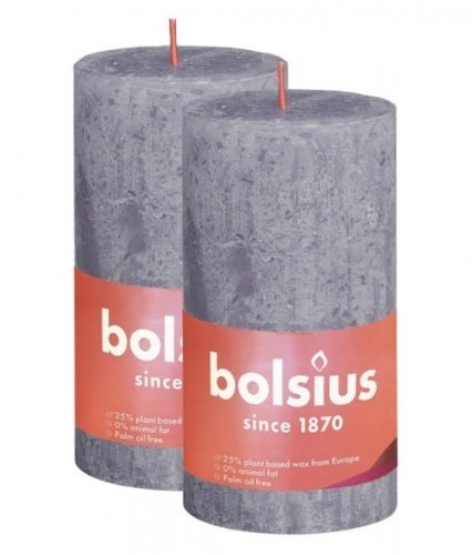 Bolsius Świeca rustykalna Shine 60H 13CM 2szt MATOWA LAWENDA BOLSIUS2979