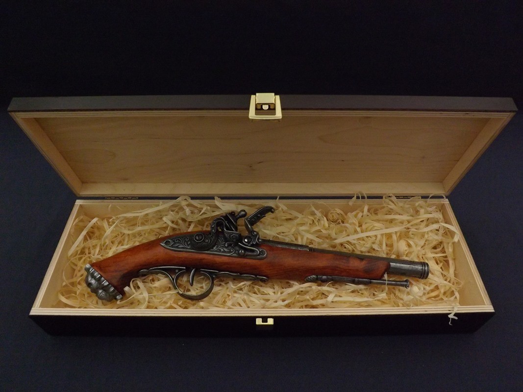Denix SA REPLIKA PIRACKI PISTOLET SKAŁKOWY W PUDEŁKU MODEL 1103G+P02 1103G+P02
