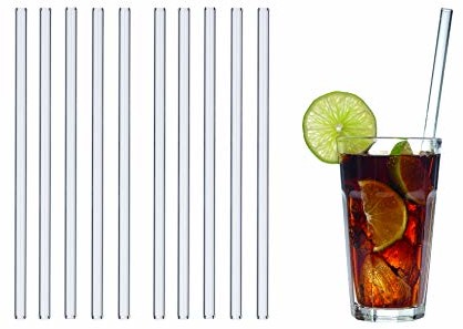 TFA Dostmann GlasWerk Long słomki do picia, 14,2017.10, 10 sztuk, 23 cm, nadają się do mycia w zmywarce, do long drinków/smoothies