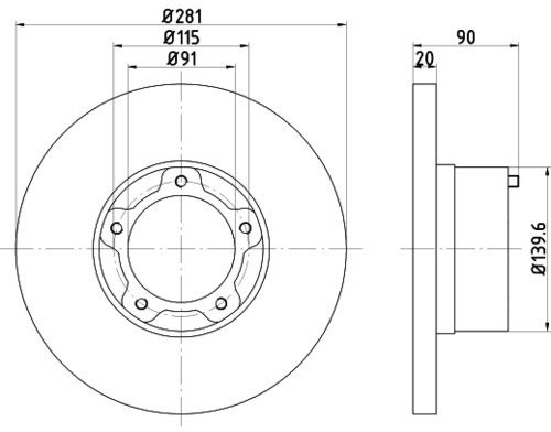 Hella pagid 8DD tarcza hamulcowa 355 100  901, oś przednia, zestaw składający się z 1 tarcze hamulcowe 355100901