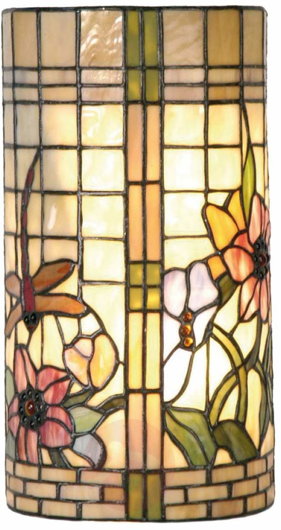 Clayre & Eef Kwiatowa lampa ścienna HANNAH w stylu Tiffany