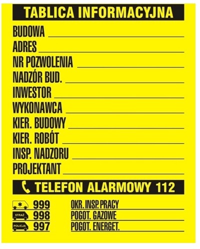Tablica inwestora mała 45 x 65 cm