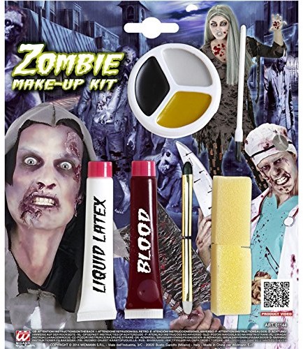 Video Delta Zombie Make-Up-zestaw, na Halloween, we krwi, płynny lateks, malkreide, szczotka, gąbka SA-01144