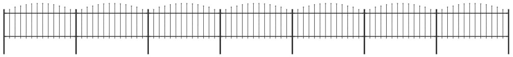 vidaxl Panele ogrodzeniowe z grotami, stal, (0,5-0,75)x11,9 m, czarne