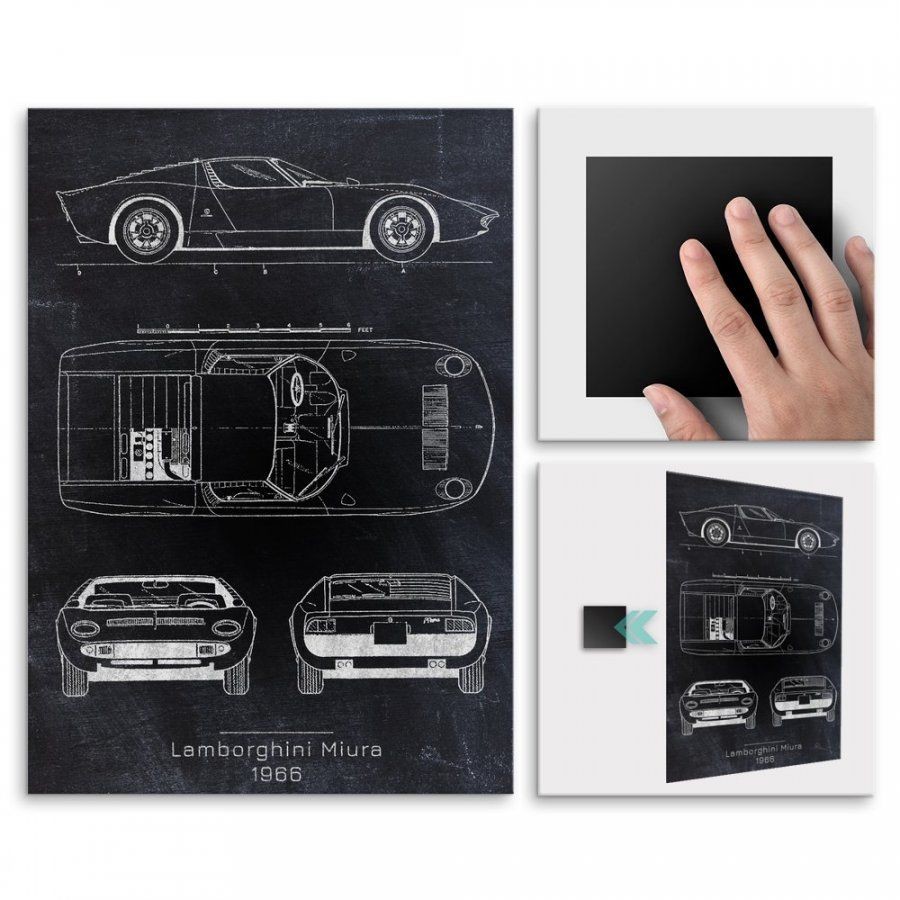 Pix4home Plakat metalowy Lamborghini Miura Projekt Blackboard L POS-L-03050