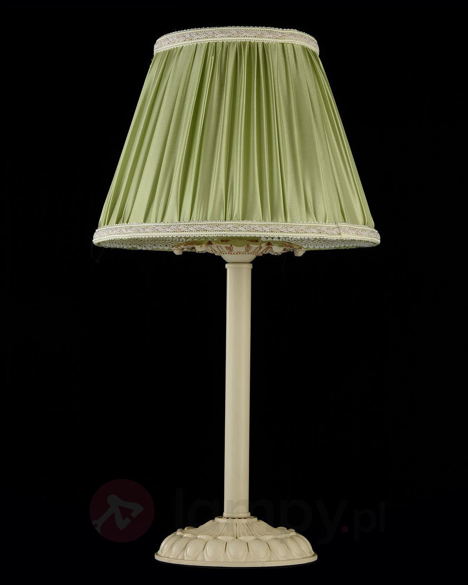 Olivia - lampa stołowa z zielonym kloszem z satyny