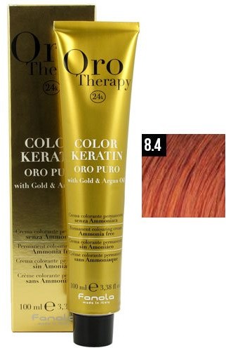 Fanola Oro Puro Therapy Color Keratin 100 ML 8.4 jasny blond miedzi 8.4