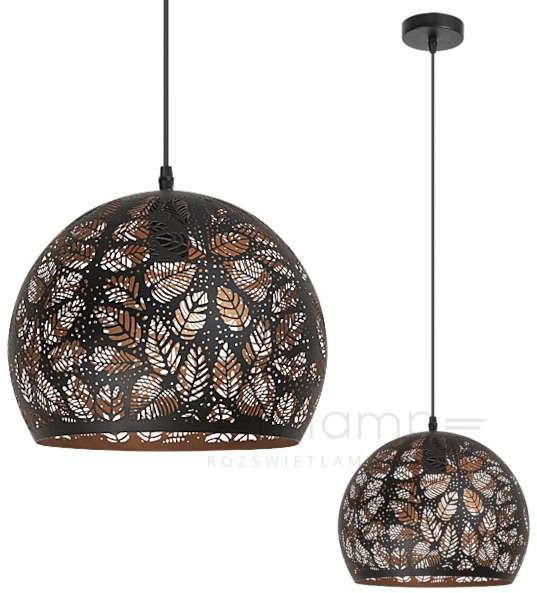 Rabalux LAMPA wisząca MANORCA 2276 orientalna OPRAWA zwis kula ball liście czarny złoty 2276