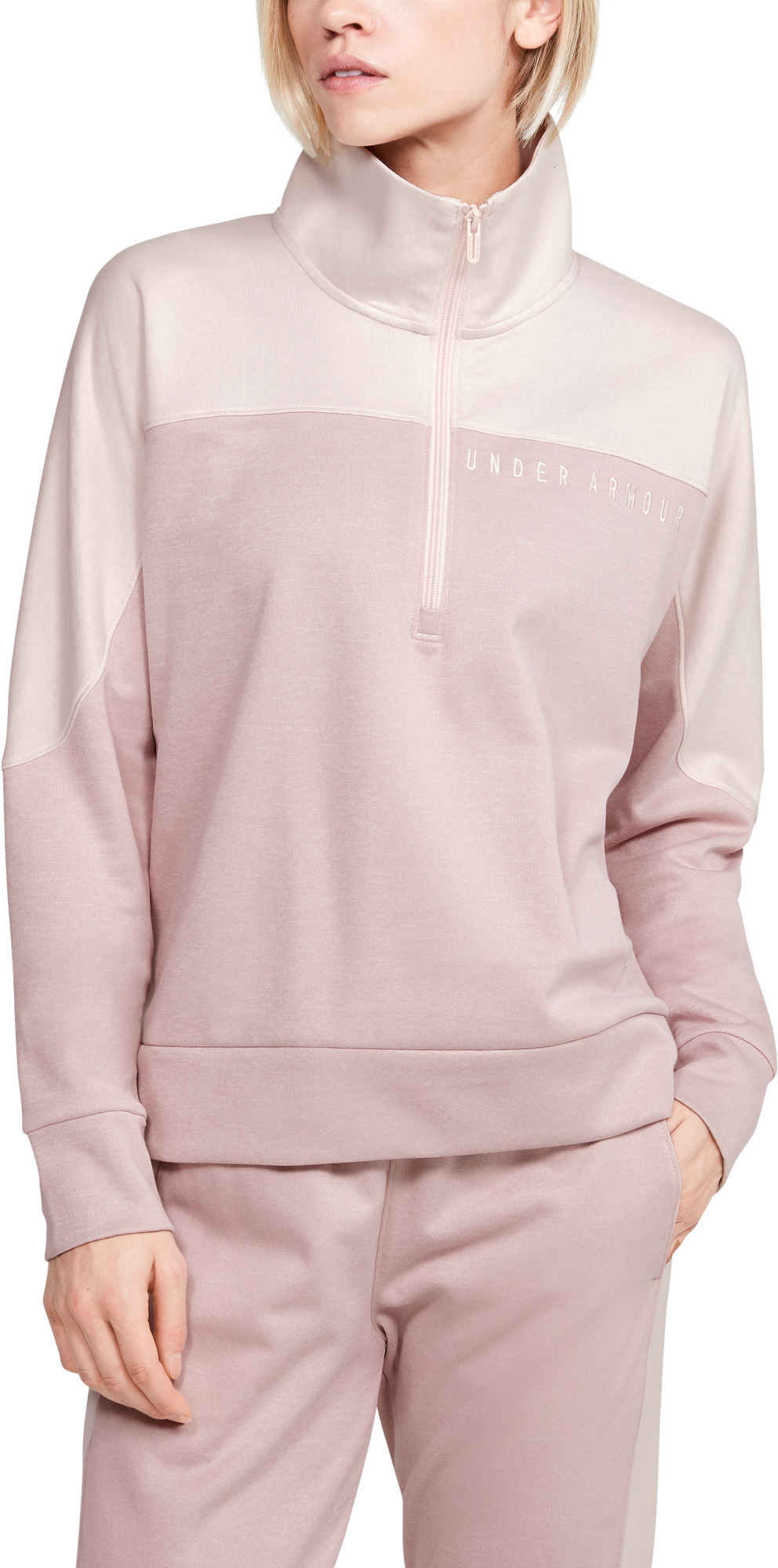 Under Armour UA Athlete Recovery Knit 1/2 Zip-PNK - S 1351898-667_S