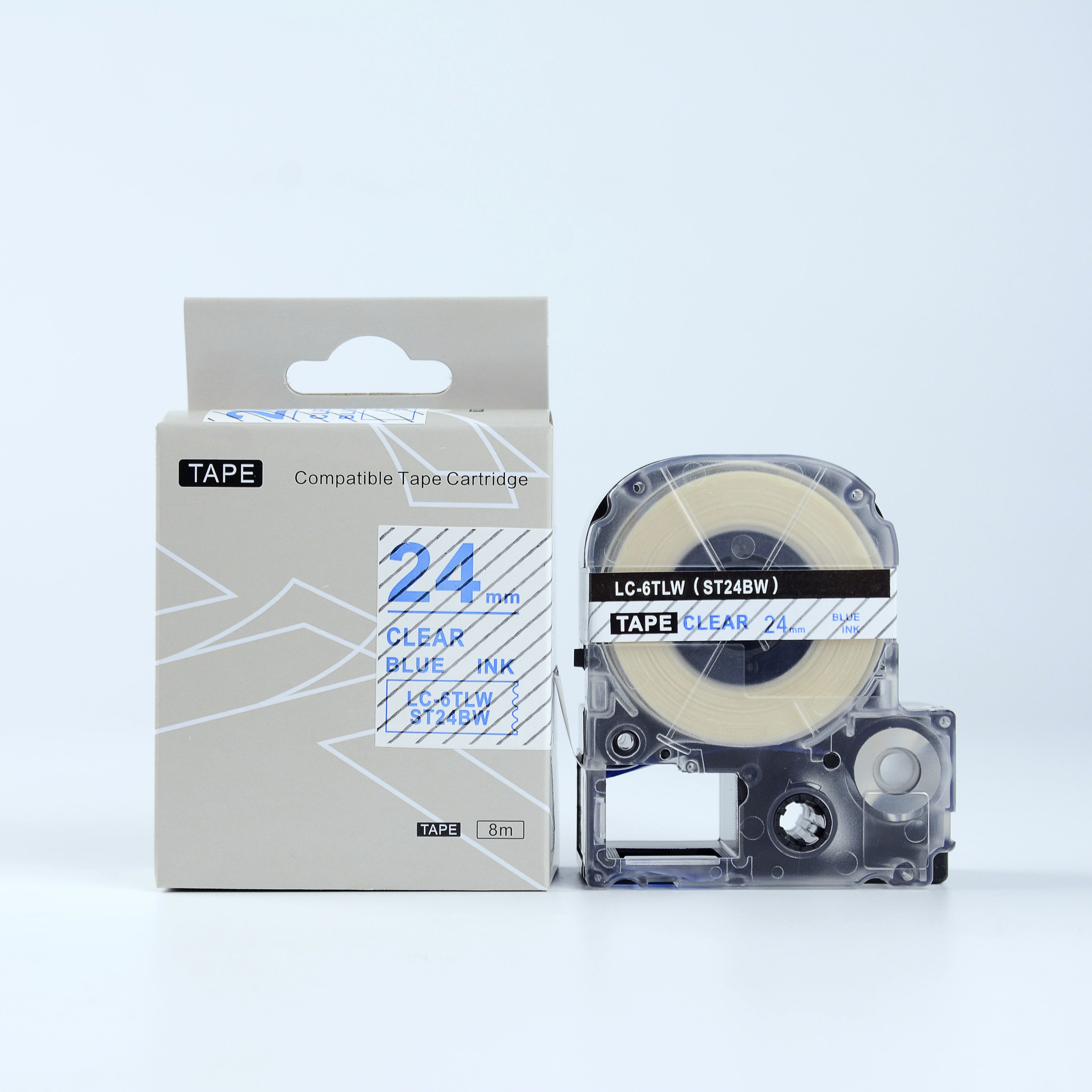 Epson LK-ST24BW, 24mm x 9m, niebieski druk / przezroczysty podkład, taśma zamiennik