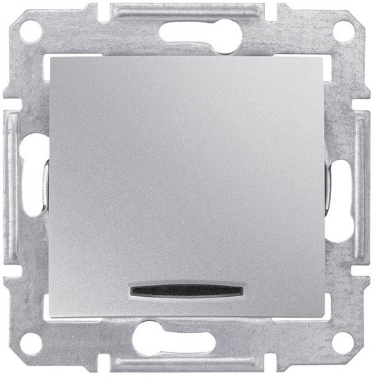 LEDart 1-biegunowy z podświetlaczem LED, Schneider Electric SEDNA SDN1400160, bez ramki, kolor aluminium