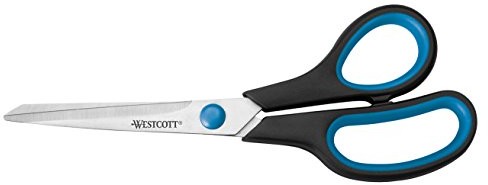 Westcott E-30250 00 nożyce z uchwytem Softgrip, ostrza ze stali nierdzewnej, kolor uchwytu niebieski/czarny 21 cm E-30283 00