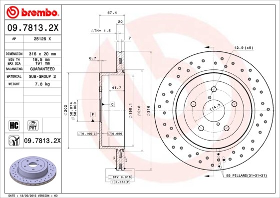 BREMBO Tarcza hamulcowa 09.7813.2X