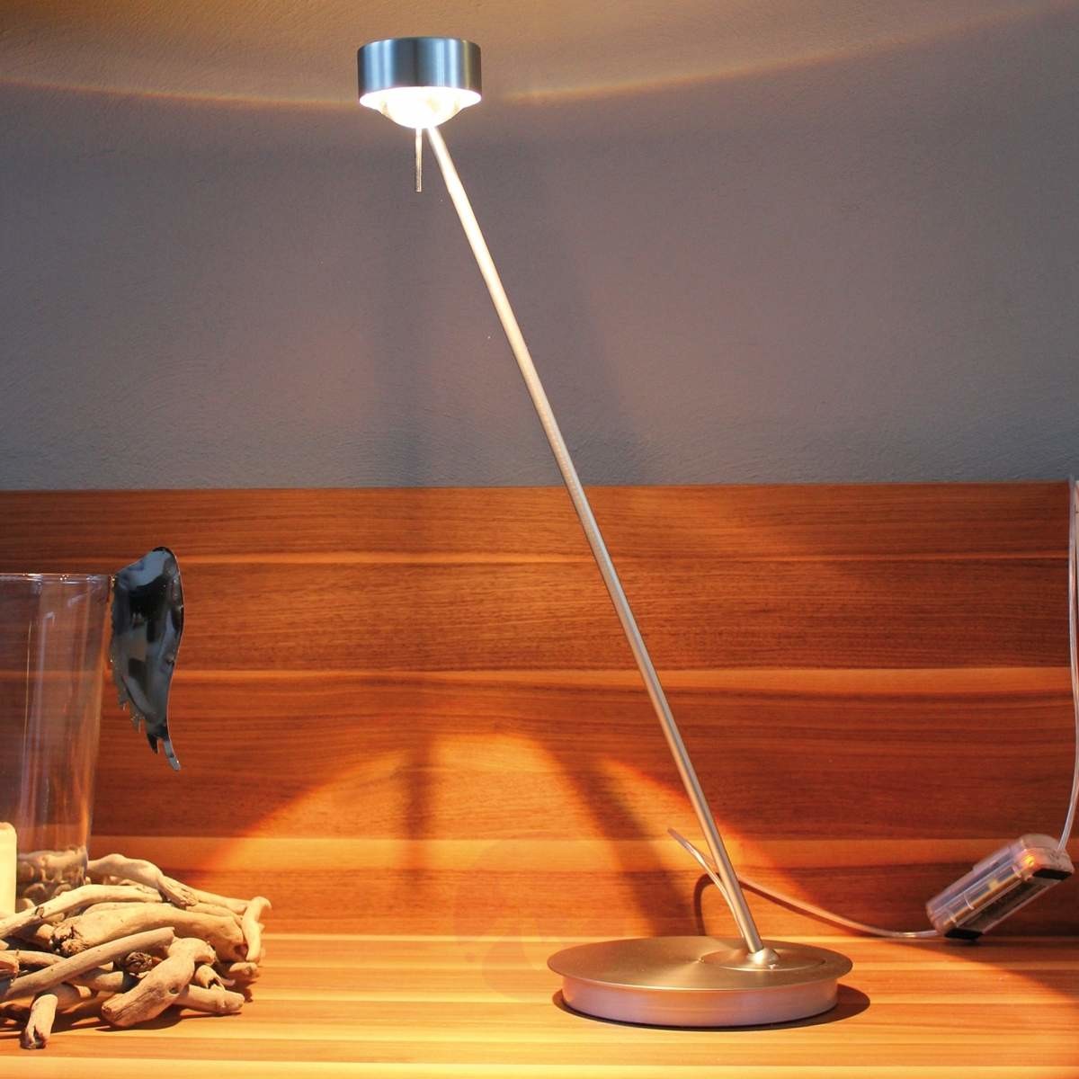 TOP LIGHT Lampa stołowa PUK TABLE ze ściemniaczem, chrom mat