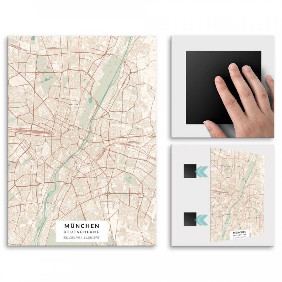 Pix4home Plakat metalowy Mapa Vintage München L POS-L-03347