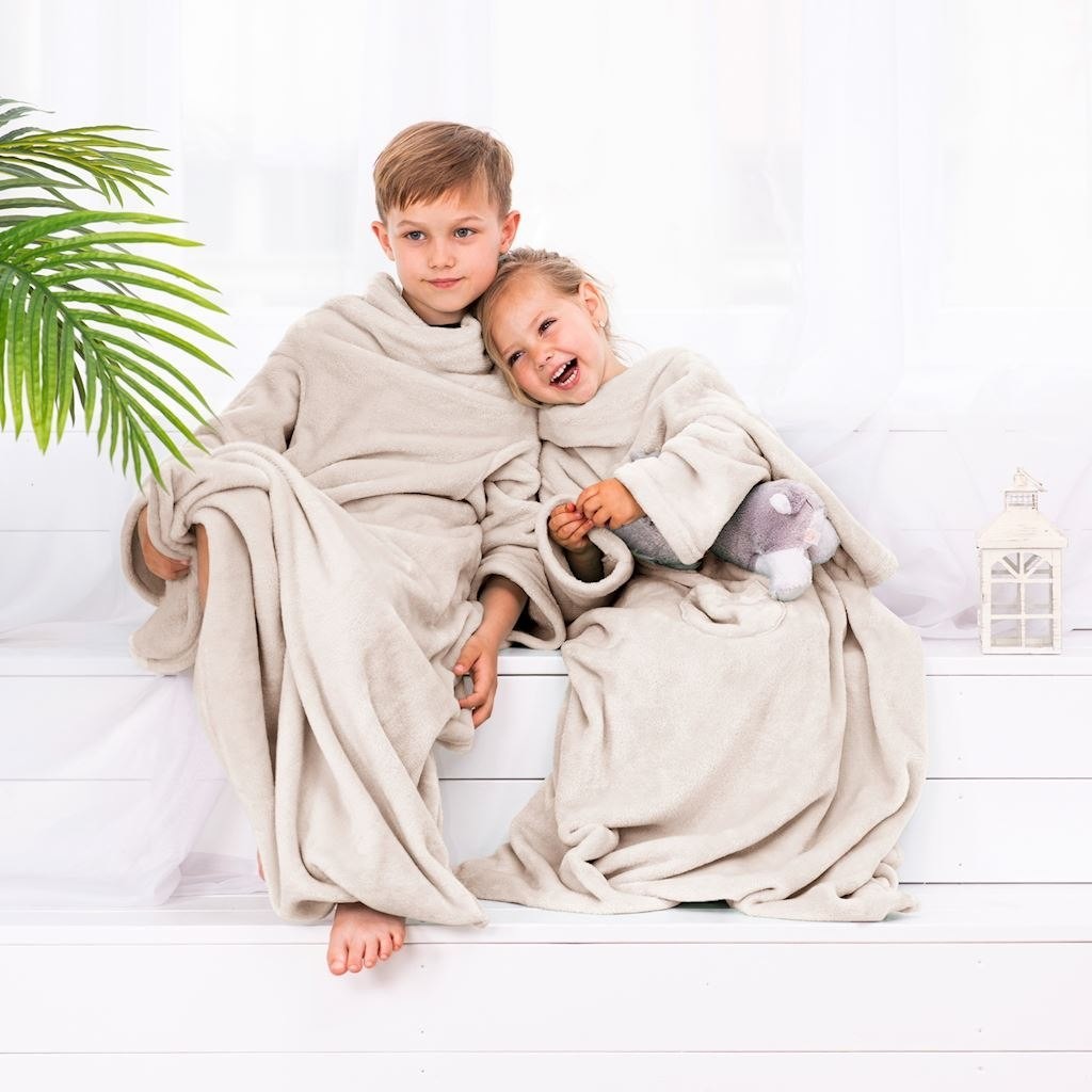 DecoKing DecoKing Koc z rękawami Lazy Kids 90x105 BLA/LAZYKID/CRE90