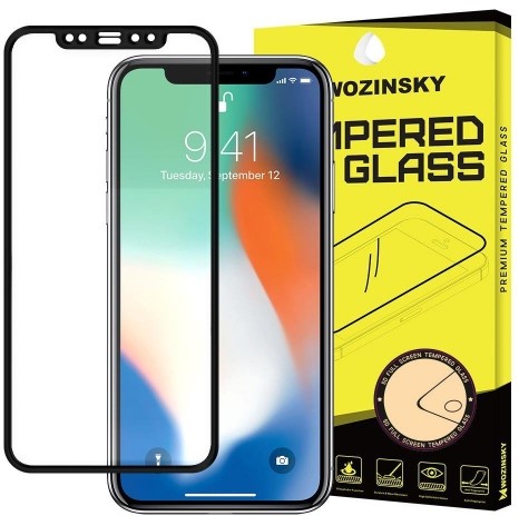 Wozinsky PRO+ super wytrzymałe szkło hartowane 5D Full Glue Case Friendly na cały ekran z ramką iPhone XS / X czarny 7426825338471