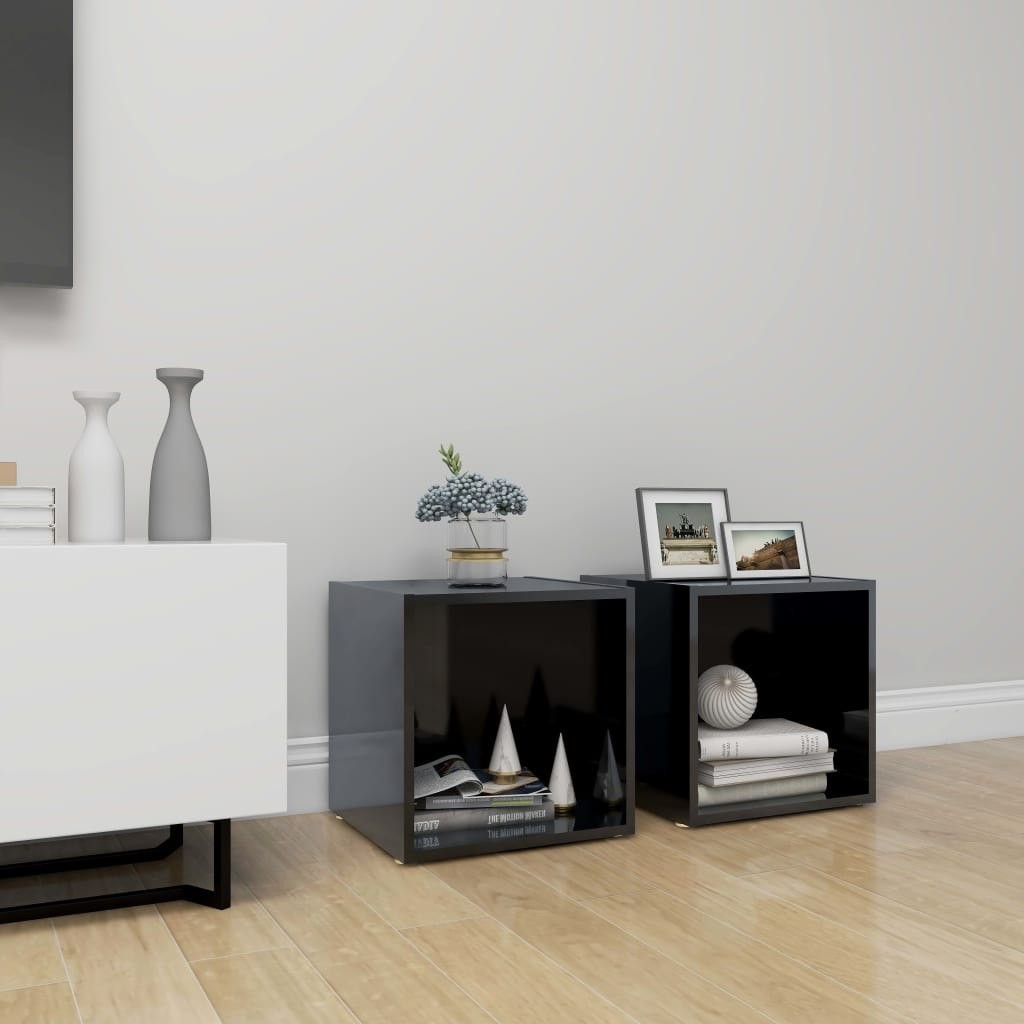 vidaXL Lumarko Szafki pod TV, 2 szt., wysoki połysk, czarne, 37x35x37 cm, płyta 805520