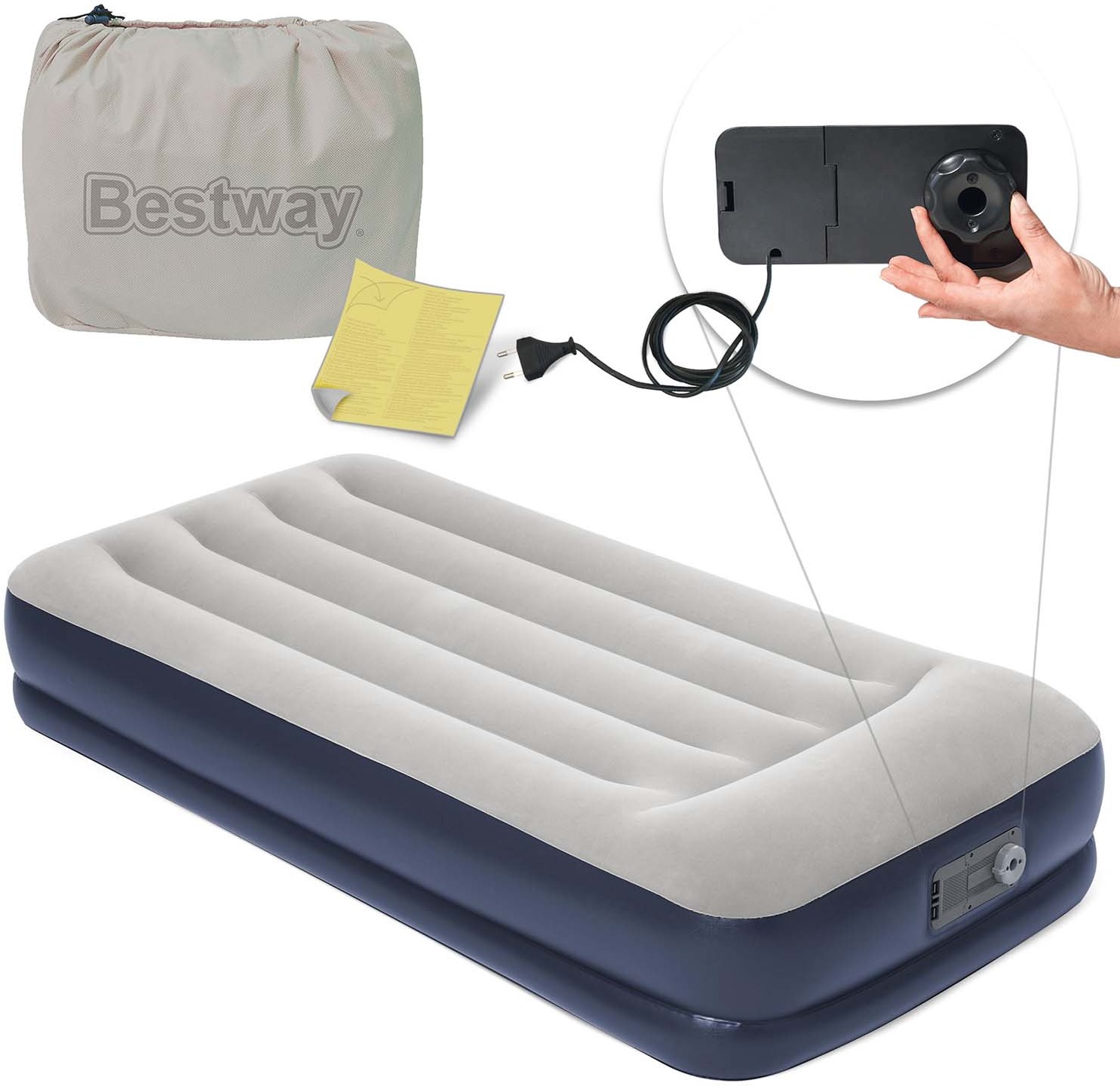 Bestway Materac dmuchany jednoosobowy z pompką elektryczną 191 x 97 x 36 cm Bestway 67723 67723