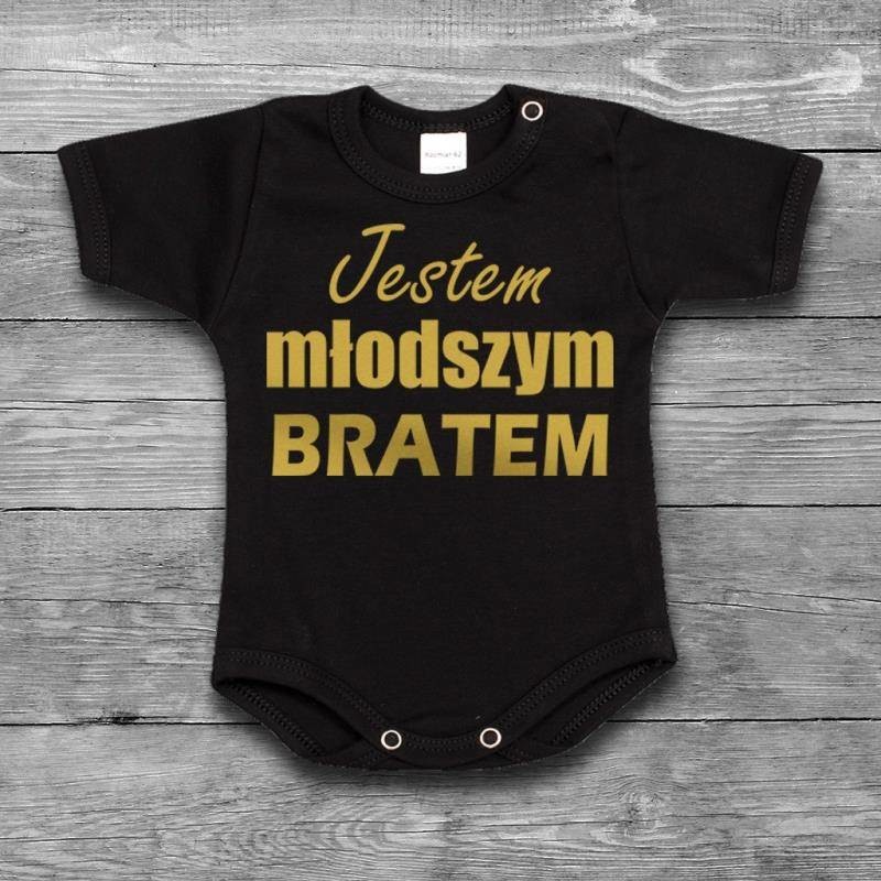 Poczpol Jestem młodszym bratem - body dziecięce - złoty nadruk PRZPOC-16-2914