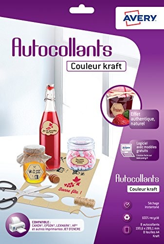 Avery 8 naklejka aspekt A4 z papieru typu kraft drukarka atramentowa C9410REV