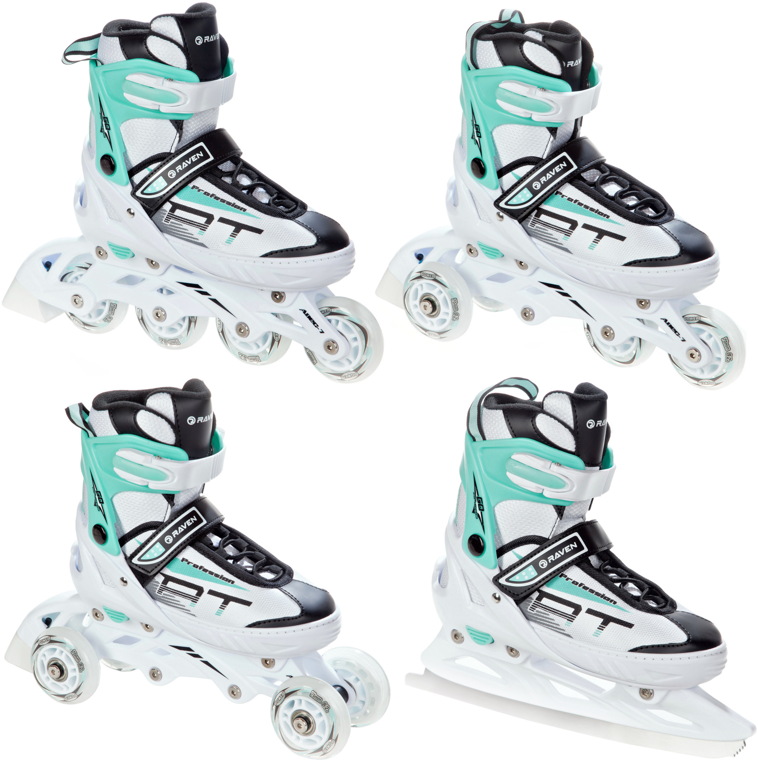 Rolki Łyżwy 4w1 Raven Profession White/Mint 38-42