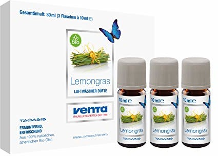VENTA Venta Bio zapach trawy cytrynowej, 100% naturalne eteryczne olejki organiczne, 3 x 10 ml