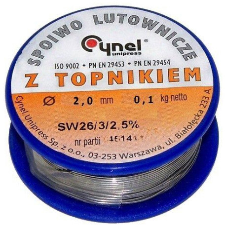 Cynel Spoiwo lutownicze z topnikiem Unipress Sn 40% 2 mm 100 g